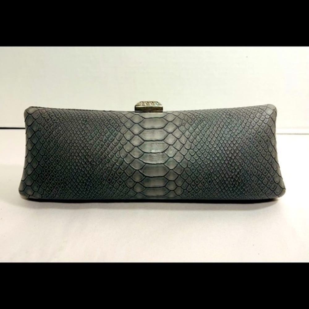 Beautiful python textured clutch with diamond/ silver accent closure